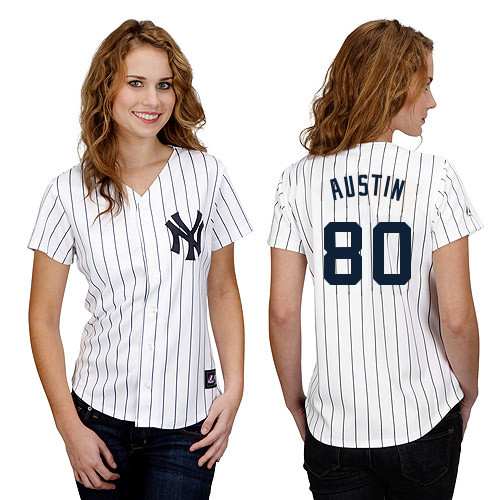 Tyler Austin #80 mlb Jersey-New York Yankees Women's Authentic Home White Baseball Jersey